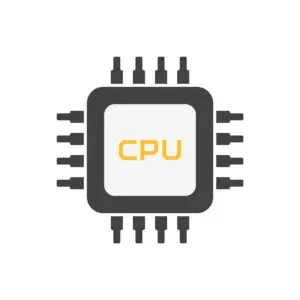 Chip CPU flat style. Computer processor. Microchip electronic technology. Microprocessor sign.