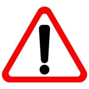 Exclamation point sign in red triangle. Vector icon