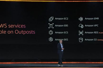 Slide highlighting AWS Services available on outposts