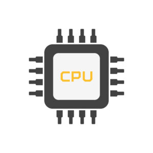 Chip CPU flat style. Computer processor. Microchip electronic technology. Microprocessor sign.