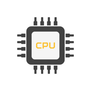 Chip CPU flat style. Computer processor. Microchip electronic technology. Microprocessor sign.