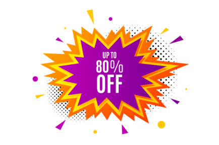 Up to 80% off Sale. Discount offer price sign. Vector